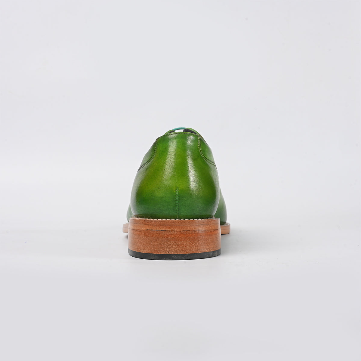 green leather shoe - top