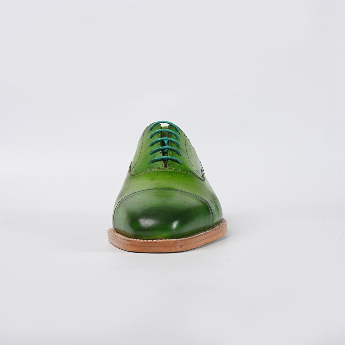 green leather shoe - top