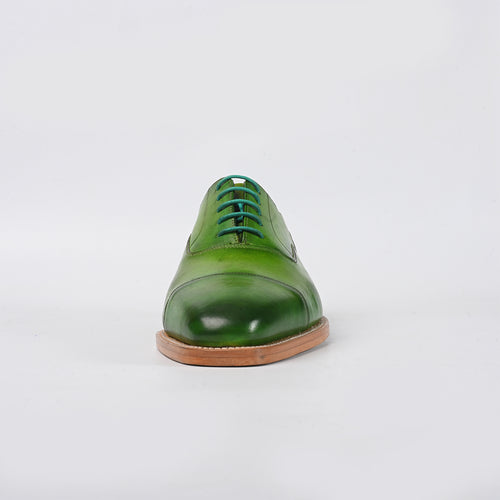 green leather shoe - top